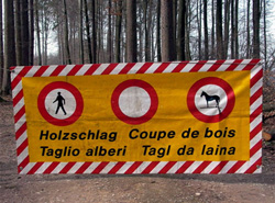 Предупреждающий знак на четырех языках